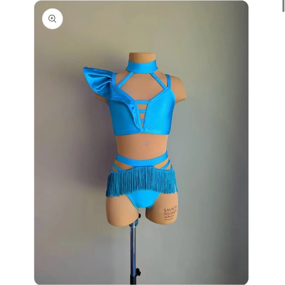 Turquoise and Pink Feathered Kids Costume Set